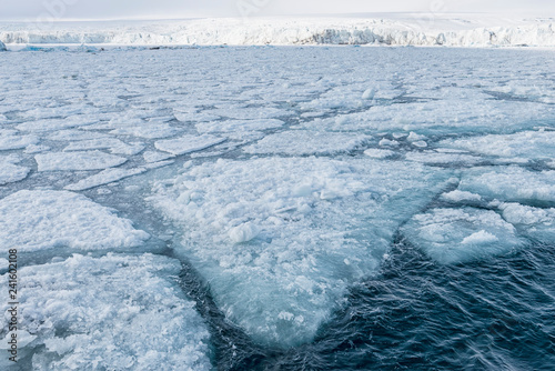 Palanderbukta Bay, pack ice pattern, Gustav Adolf Land, Nordaustlandet, Svalbard archipelago, Arctic photo