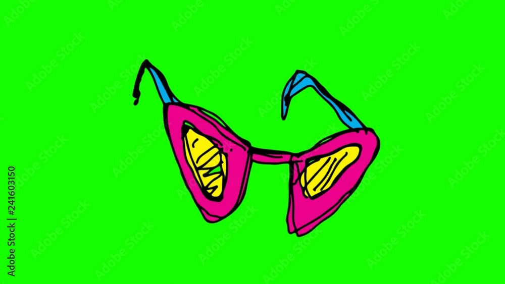 hand drawing green screen with theme of eyeglasses hand drawing green screen with theme of eyeglasses