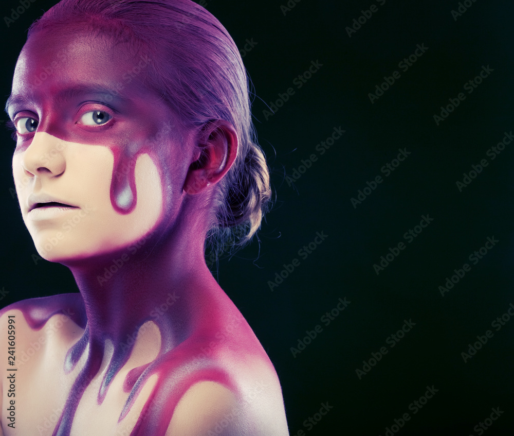 creative face-art, young woman creative face-art, young woman