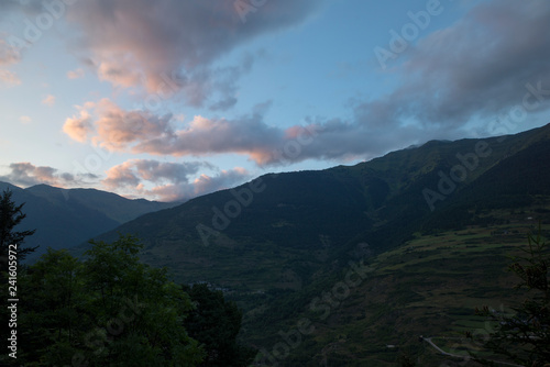 Sunset in the mountains of the valley of Aran