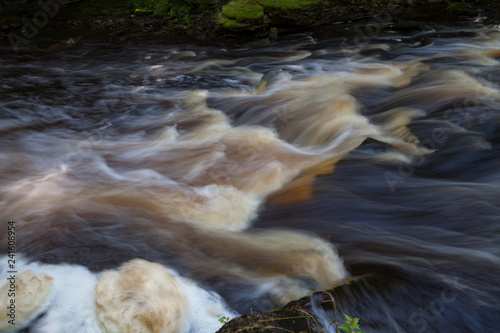 Cascades on the river shoy with a long exposure. Forest wet mood of Estonia.
