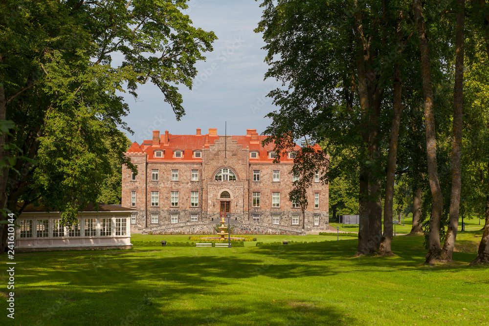 View of the old manor Calvi (Kalvi) in Ida-Viru County, Estonia. Close to town Aseri, Estonia. Summertime.