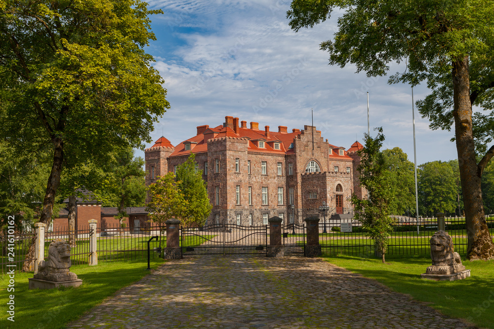 View of the old manor Calvi (Kalvi) in Ida-Viru County, Estonia. Close to town Aseri, Estonia. Summertime.