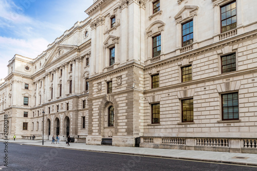 The grand architecture of the Treasury building in Whitehall, Westminster, London photo