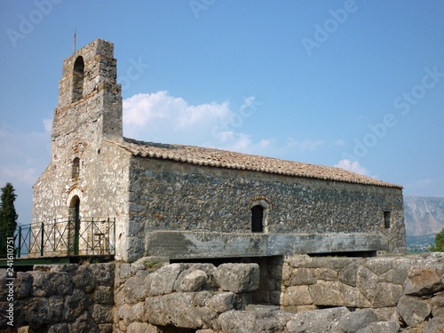Christian church of Saint Ioannis in Preveza Greece builded at the ruins of the ancient  necromancy at the village of Mesopotamos near Parga town at nekromantio known from Homer Odyssey and Ulysses photo