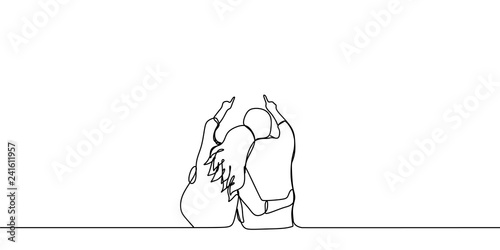 Cute and romantic couple one line drawing vector illustration.