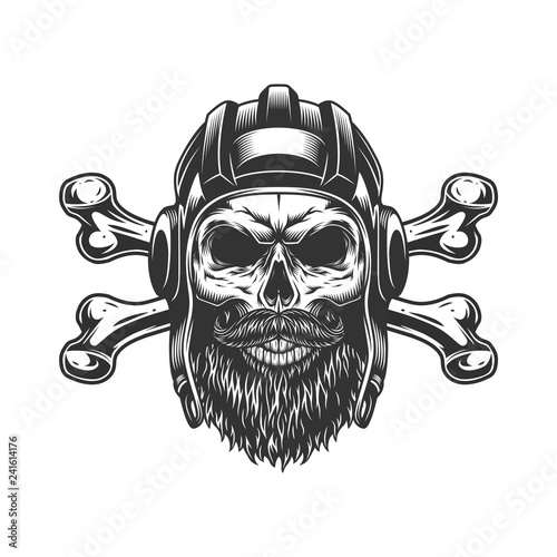 Bearded and mustached tankman skull