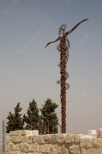 Cross at the Memorial of Moses on the Dead Sea in Jordan