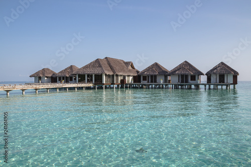 Clear blue water in the Maldives