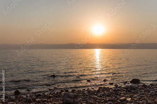 Sunset on the Dead Sea in Jordan