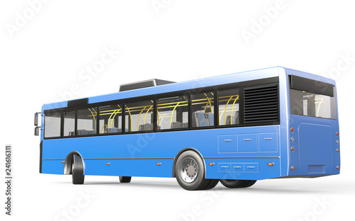 City bus on white backgroud. 3D rendering.