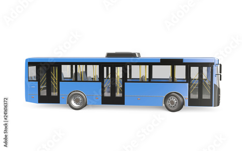 City bus on white backgroud. 3D rendering.