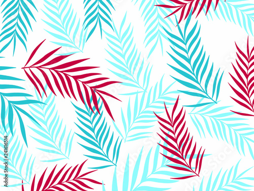 Tropical jungle leaves seamless pattern background. Colorful tropical poster design. Exotic leaves art print. Wallpaper, fabric, textile, wrapping paper vector illustration design