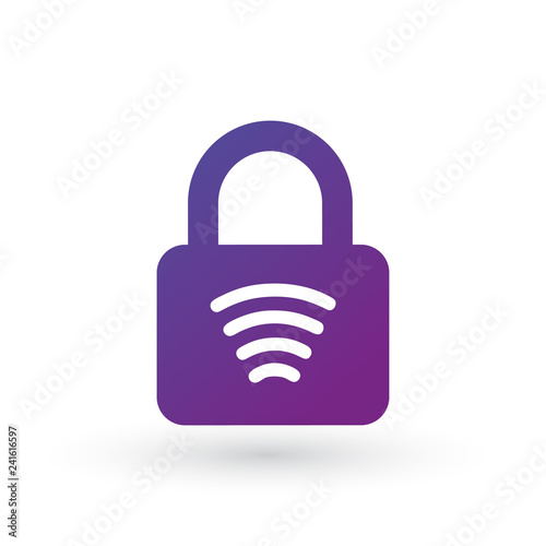 NFC communication, safe payment lock icon, vector illustration isolated on white background. clean design.