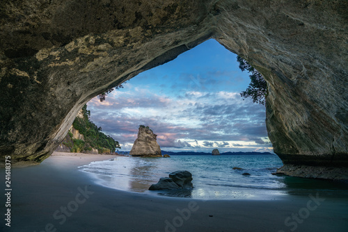 view from the cave at cathedral cove,coromandel,new zealand 8