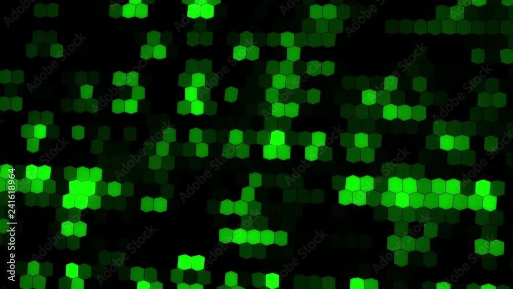 Green Digital Neon Hexagons VJ Loop Background