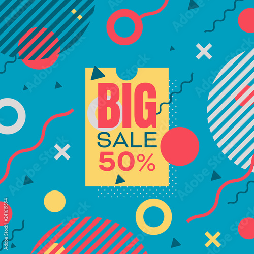 Social media sales banner template. Vector illustration.