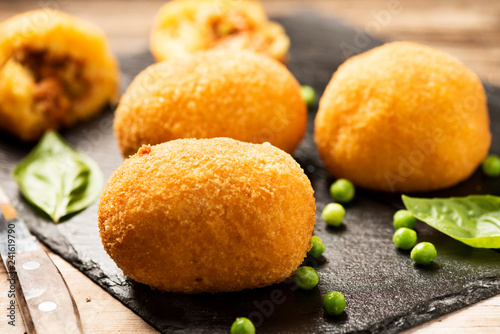 Arancini rice and meat