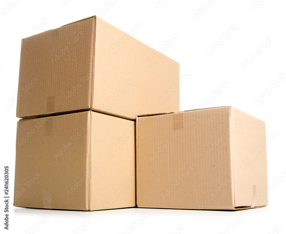 Boxes delivery package on white background isolation Boxes delivery package on white background isolation