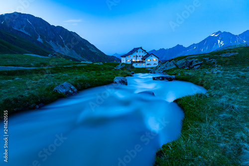 One of the mosty beautiful mountains cottage in Austrian Alps, Stubai Mountains, Tyrol, New Regensburger mountain hut
