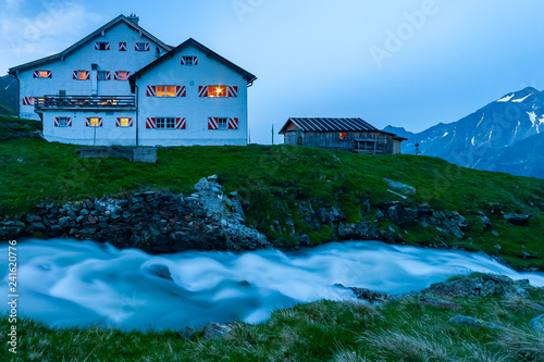 One of the mosty beautiful mountains cottage in Austrian Alps, Stubai Mountains, Tyrol, New Regensburger mountain hut