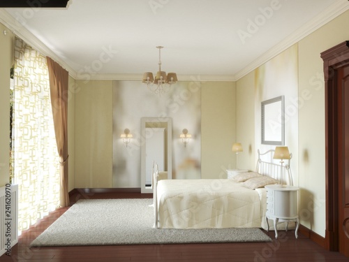 bedroom  interior visualization  3D illustration