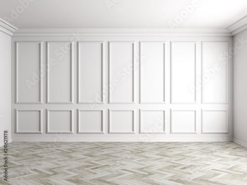 3d render of white interior with panels on wall 8k
