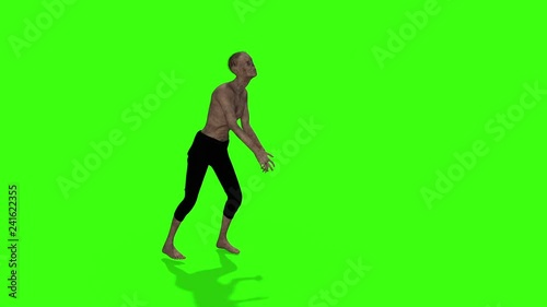 Zombie walking animation. Halloween concept. Green screen animation.