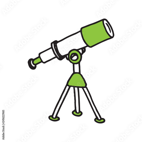 Hand drawn telescope doodle icon
