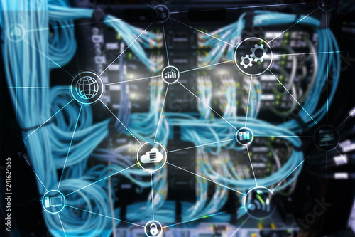 Technology infrastructure cloud computing and communication. Internet concept.