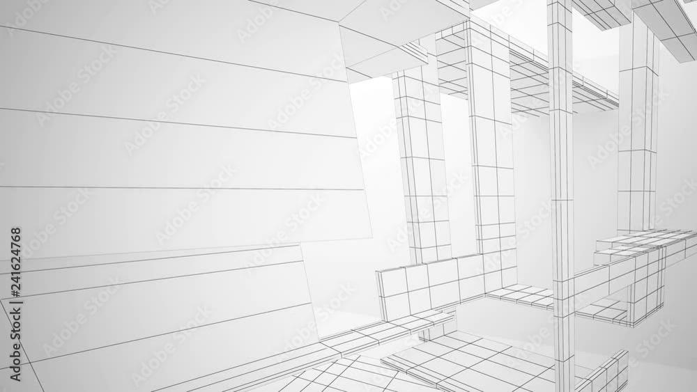 Abstract white drawing interior. 3D animation and rendering. Abstract white drawing interior. 3D animation and rendering.