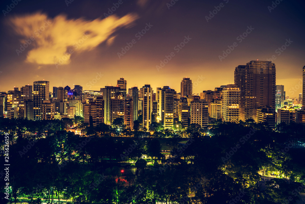 Fototapeta premium Colorful night cityscape presentation background