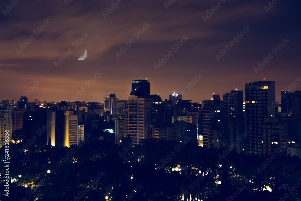 Fototapeta premium Colorful night cityscape presentation background