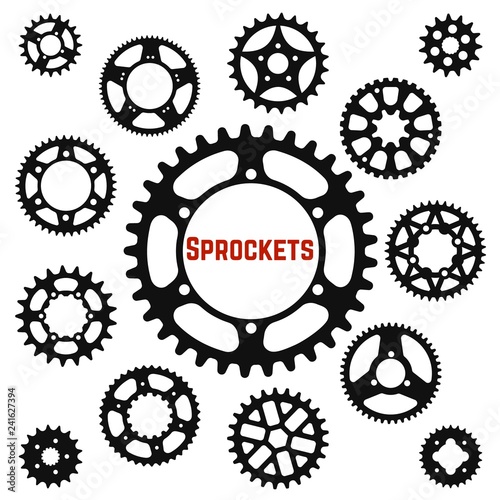 Silhouettes of the gear wheels, vector icons set photo