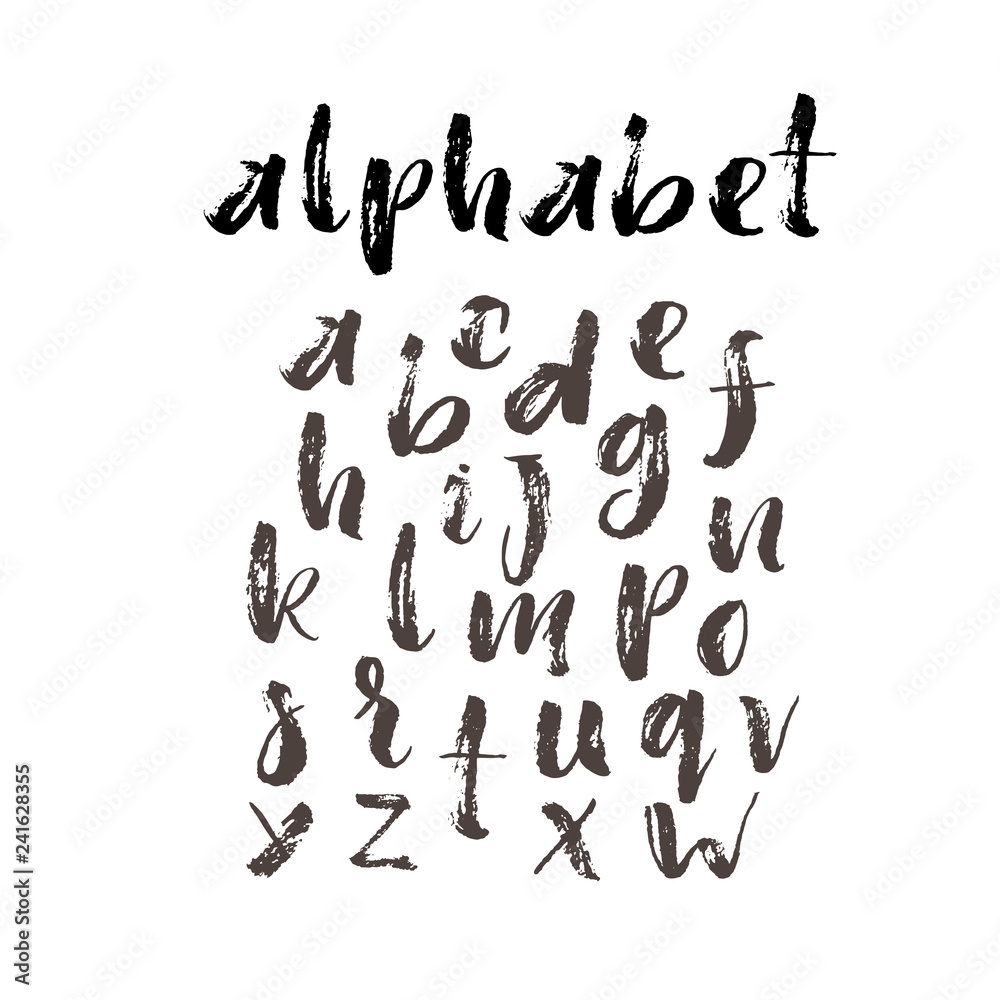 Collection of hand drawn alphabet letters. Vector modern calligraphy.