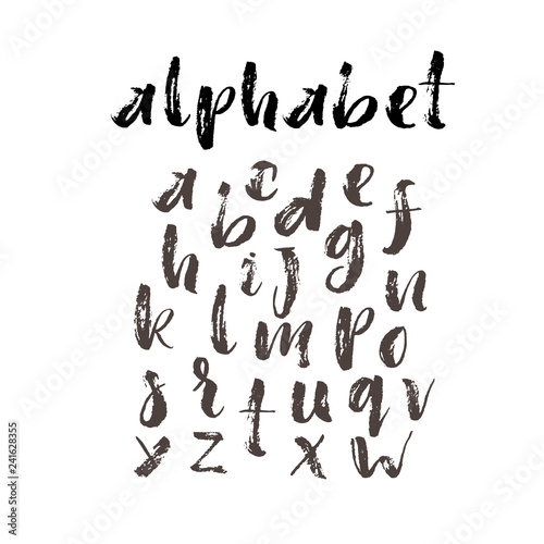 Collection of hand drawn alphabet letters. Vector modern calligraphy.