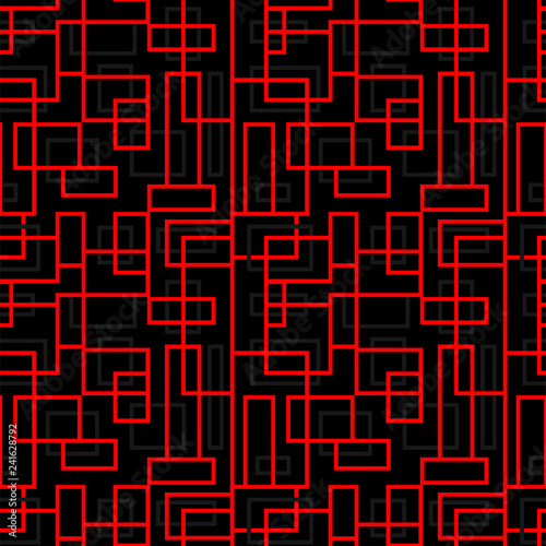 Abstract geometric pattern with red and grey lines. A seamless vector background.