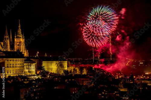 New Year's fireworks in Prague