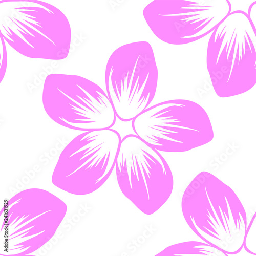 Seamless pattern of Cordia sebestena flower  flat simple retro vintage colorful vector