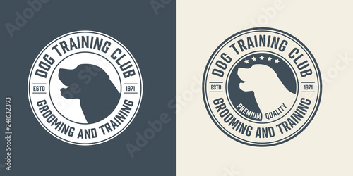 Set of Dog training center badge templates. Design elements for logo, label, icon. Vector illustration