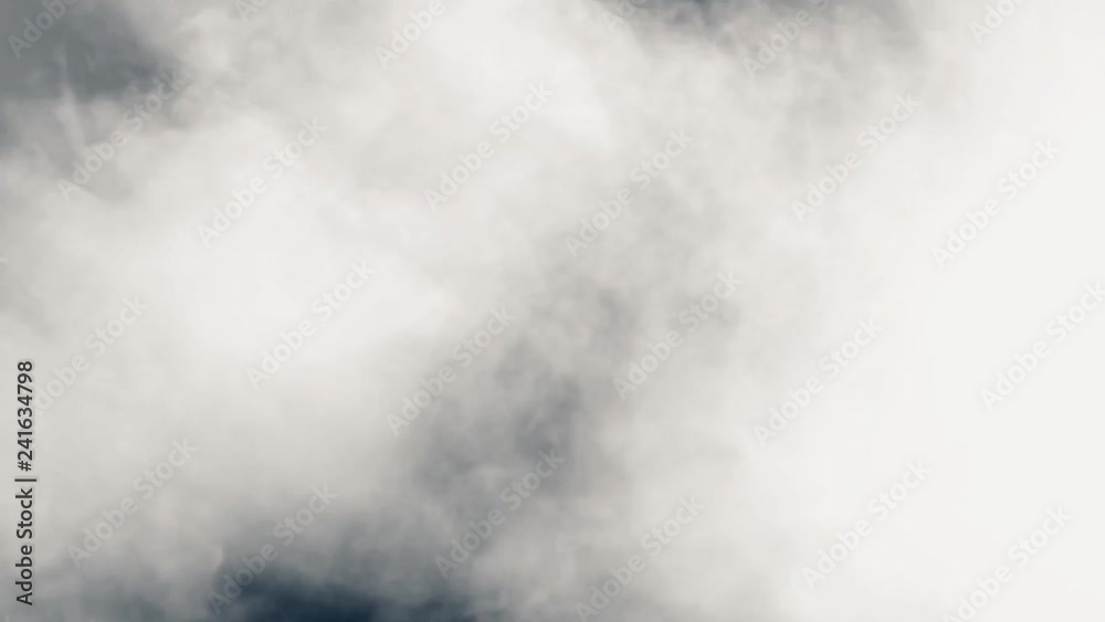 Disappearing smoke shows black background. Atmospheric Smoke reveal opening black Background. Magical Fume or haze cloud animation. Floating scary dry ice footage.