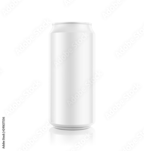 Realistic aluminum can mockup. Front view. Vector illustration. Can be used for beer, water, soda, energetic, etc. Easy to use for presentation your product, idea, design. EPS10.