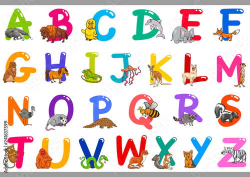 Cartoon Alphabet with Animal Characters