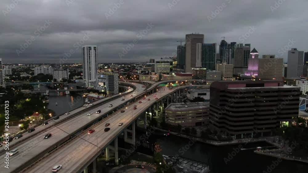 Aerial of architecture, landmarks and sights in Miami, Florida near the Miami River and I95. Aerial of architecture, landmarks and sights in Miami, Florida near the Miami River and I95.