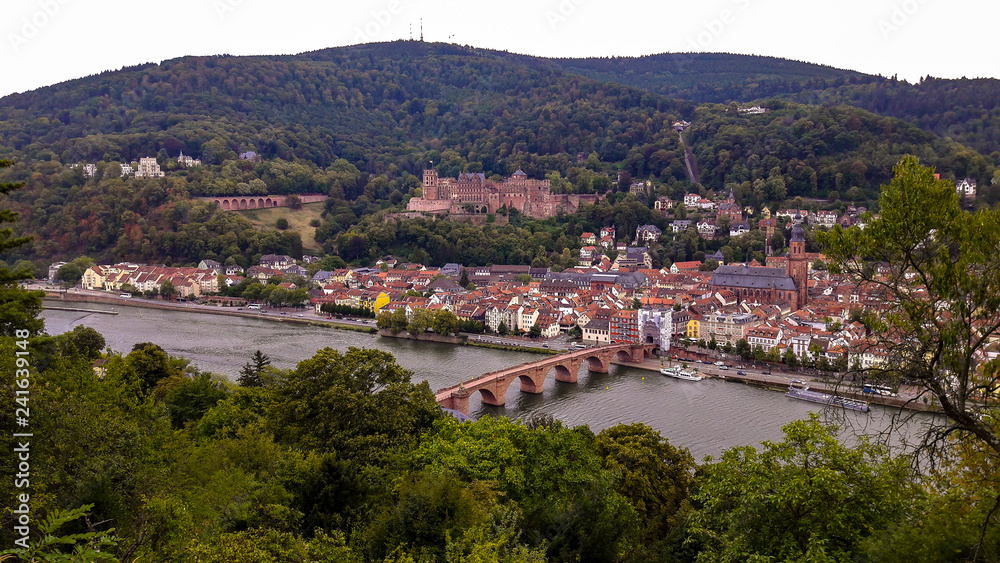 Heidelberger Schloss mit Neckar Panorama