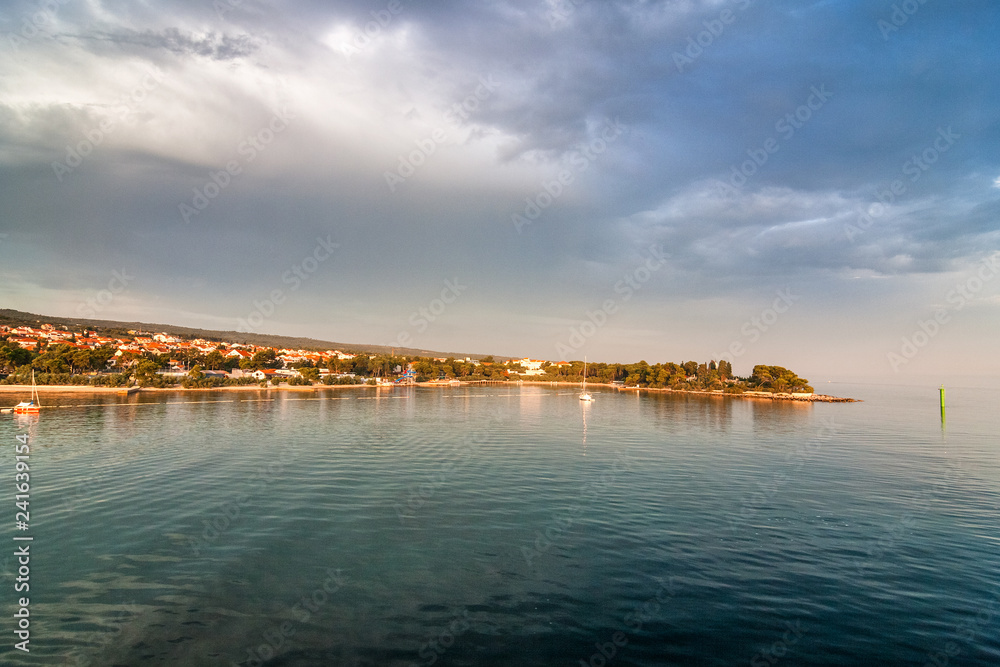 The Supetar harbor at a sunny morning on the Brac island, Croatia, Europe.