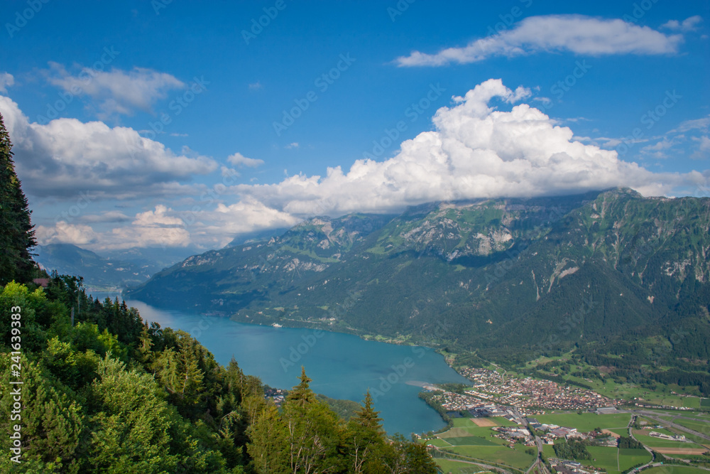Panoramic view of Interlaken from viewpoint of Harder Kulm