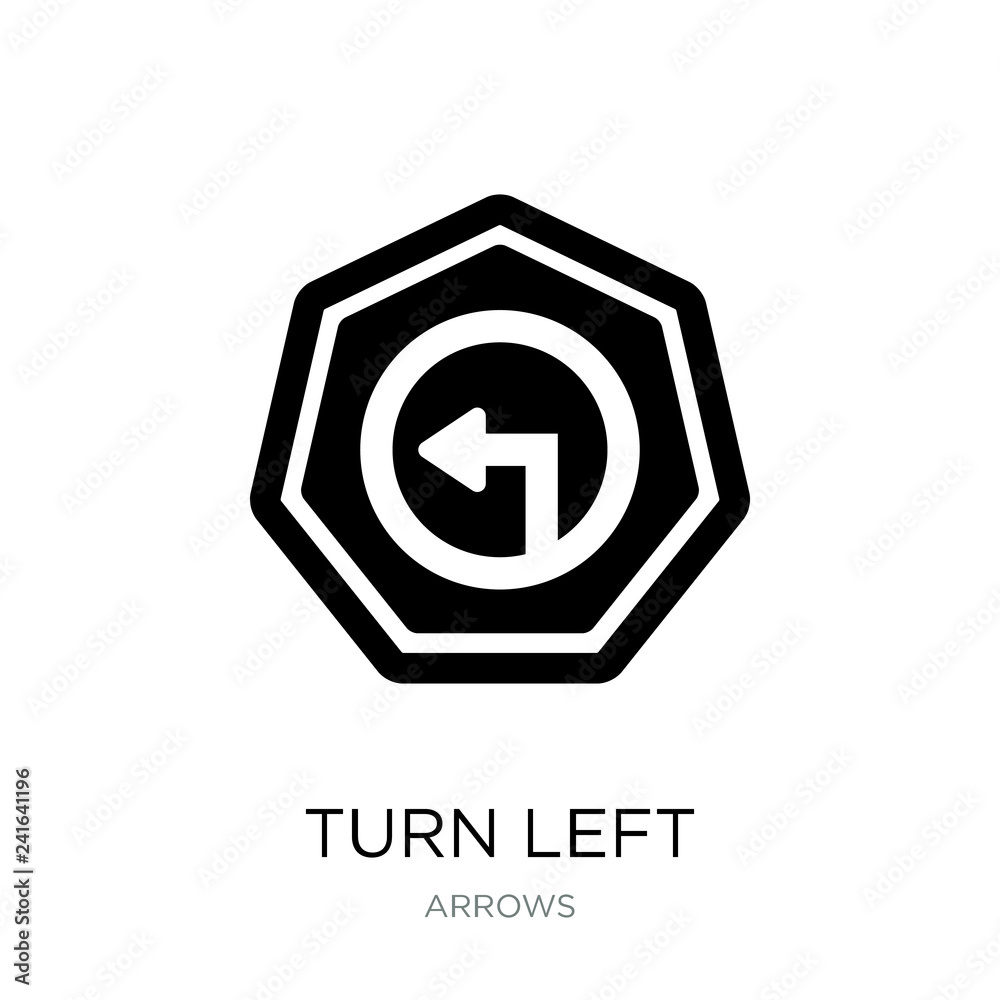 turn left icon vector on white background, turn left trendy fill turn left icon vector on white background, turn left trendy fill