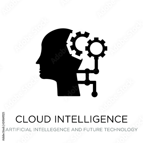 cloud intelligence icon vector on white background, cloud intell photo