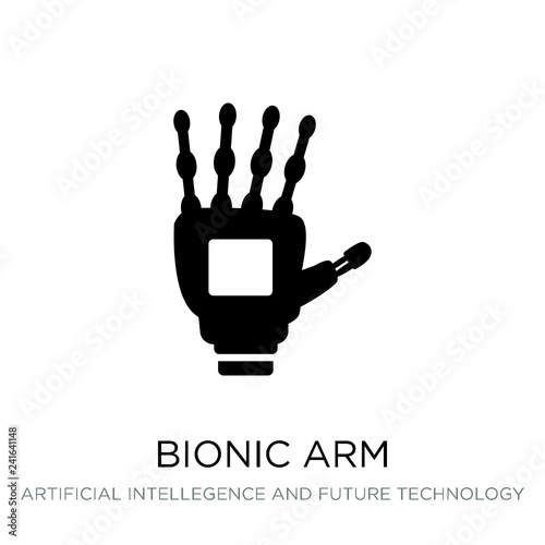 bionic arm icon vector on white background, bionic arm trendy fi